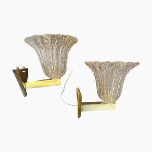 Appliques Murales Mid-Century Moderne en Verre de Murano, 1970s, Set de 2