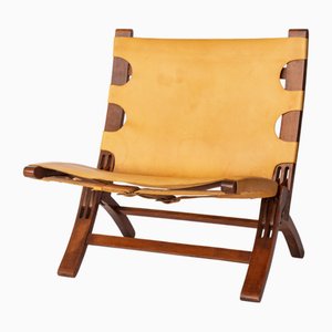 Mid-Century Danish Folding Chair in Teak and Leather by Børge Mogensen, 1950s