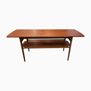 Tavolino da caffè in teak e quercia con portariviste, Danimarca, anni '60