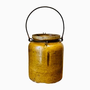 Parisian Cream Stoneware Delivery Pot, 19th Century