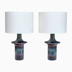 Danish Table Lamps in Glazed Stoneware by Einar Johansen for Søholm, 1960s, Set of 2