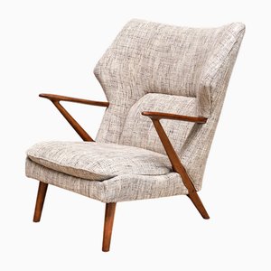 Model 221 Lounge Chair in Élitis Tweed Fabric by Kurt Olsen for Slagelse Møbelværk, 1950s