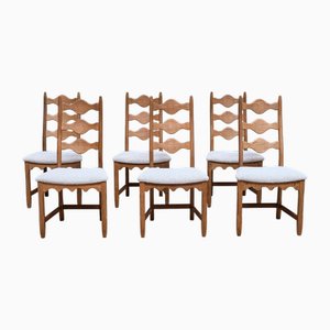 Danish Dining Chairs in Oak and Rubelli Bouclé by Henning Kjærnulf, 1960s, Set of 6