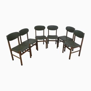 Beech and Imitation Leather Chairs, 1950, Set of 6