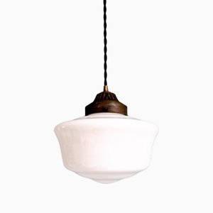 Art Deco Hängelampe aus weißem Opalglas, 1920er-1930er
