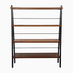 Vintage Shelf on Legs in Teak and Black Metal, 1960s