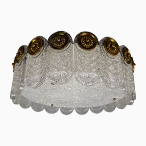 Mid-Century Modern Murano Ice Glass Round Flush Mount by Kaiser Leuchten, 1970s