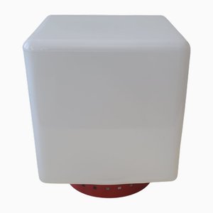 Lampada da tavolo in vetro opalino e metallo, Italia, anni '70