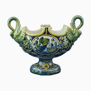 Neo-Renaissance Ceramic Centerpiece Vase by Morroni & Tega, from Gualdo Tadino, Italy, 1930s