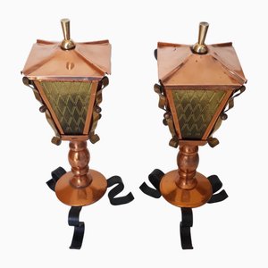 Lampes de Chevet Lanterne Vintage en Cuivre, 1950s, Set de 2