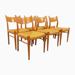 Vintage Italian Chairs in Teak and Rope by Piero Palange and Werther Toffoloni for Montina, 1960s, Set of 6