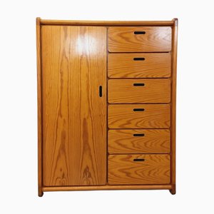 Small Wardrobe with Drawers and Hanging Rail in Pine, 1970s