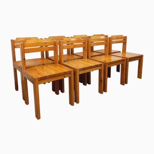 Vintage Scandinavian Pine Chairs by Ilmari Tapiovaara for Asko, 1970s, Set of 8