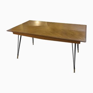Italian Oak Table with Cast Iron and Bronze Legs, 1960s