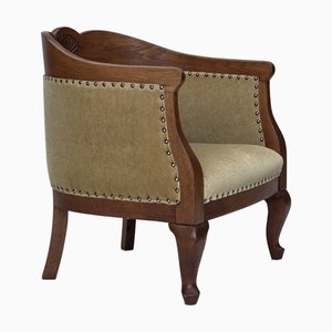 Fauteuil pour Enfant en Velours Vert Clair et Chêne, Danemark, 1950s