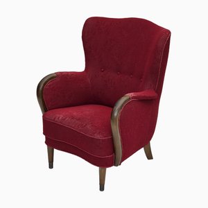 Vintage Danish Chair in Wool Fabric and Beech, 1950s