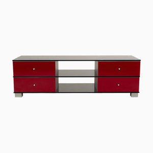 Credenza in vetro grigio e rosso di Spectral
