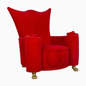 Rose Armchair in Red Fabric from Bretz