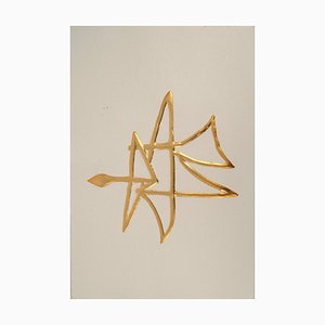 Georges Braque: Pair of Geometric Doves, Engraving Enhanced with Gold