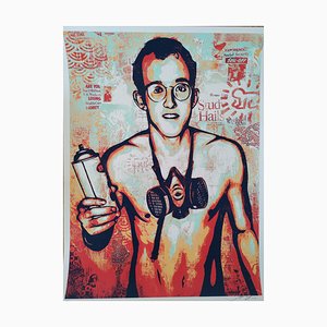 Shepard Fairey (Obey Giant), Keith Haring Canvas (Green), 2010, Silkscreen