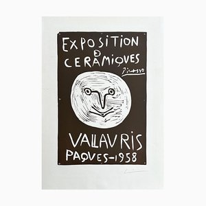Pablo Picasso, Lachendes Gesicht, Vallauris, 1958, Original Linolschnitt