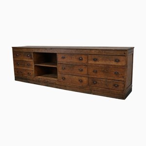 Large Dutch Art Deco Oak Shop Counter or Kitchen Island, 1930s