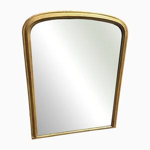 Espejo inglés antiguo arqueado de manto dorado, siglo XIX