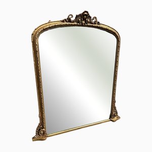 Large Antique English Gilt Overmantle Mirror, 19th Century