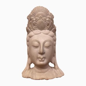 Chinesischer Künstler, Guanyin Buddha Kopf, Marmor