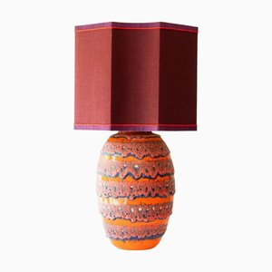 Lámpara de pie o de mesa de cerámica esmaltada con pantalla atribuida a R. Houben, 1970