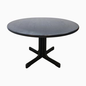 Mid-Century Extendable Dining Table and T-Shaped Chairs in Black Oak, 1970s, Set of 5