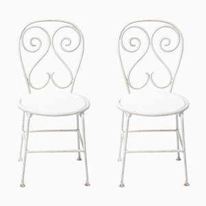 Vintage French Iron Garden Chairs, Set of 2