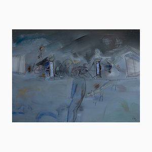Jordi Samsó, Scène de Figuration Abstraite, Peinture à l'Huile