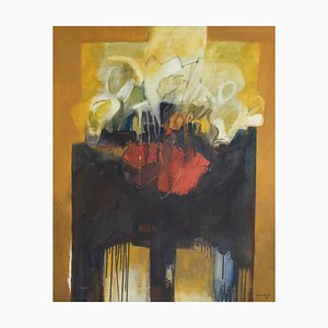 D'après Antonio San Martín, Composition Abstraite avec Motif Floral, Peinture à l'Huile