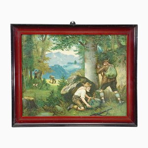 After Josef Ringeisen, Schwarzwälder Wildererszene, 1880, Öldruck, gerahmt
