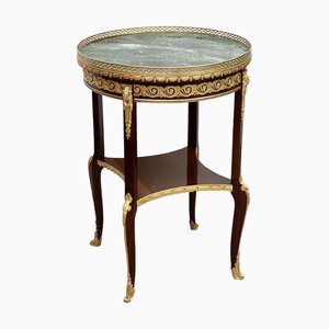 Table Basse Napoléon III Antique en Acajou avec Éléments en Bronze Doré, France, 19ème Siècle