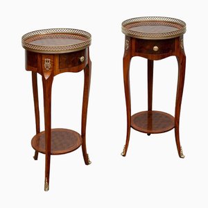 Tables d'Appoint Antiques en Bois Exotiques Fins avec Éléments en Bronze Doré, France, Début du 19ème Siècle, Set de 2