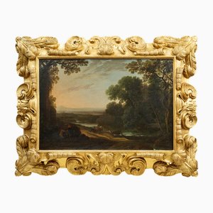French Artist, River Landscape with Figures By the Shore, Late 19th Century, Oil on Canvas