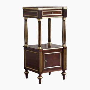 Antique Empire Mahogany Bedside Table with Marble Top
