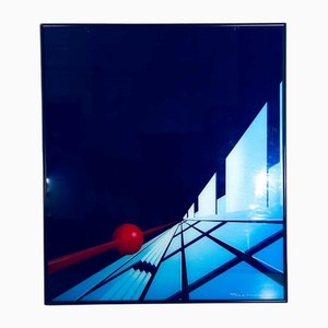 Patrice Placeman, Red Ball, Eglomiertes Öl unter Acrylglas, 1996