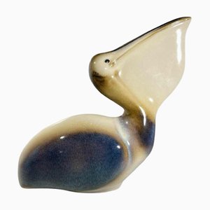 Pelican Bird Sculpture in Polychrome Ceramic Ljubisa Mišić for Goebel, Germany 1984