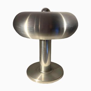 Lampada Space Age Donut in alluminio spazzolato attribuita a Walter Donner per Doria Leuchten, anni '60
