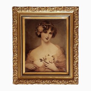 Albert Solbiac, Art Nouveau Portrait, 1890s-1910s, Crystoleum, Framed