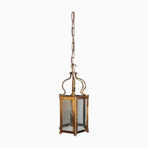 Octagonal Brass Hall Lantern, Early 20th Century