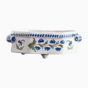 Blaugrüne Jardiniere von Nevers Faience, 19. Jahrhundert