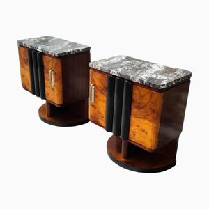 Art Deco Bedside Tables in Black Marble, Italy, 1930s, Set of 2