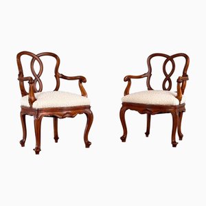 Venetian Armchairs with Bouclé Upholstery from Dedar Milano, 1890s, Set of 2