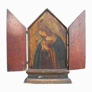 Italienischer Künstler, Jungfrau Maria Triptychon, 18. Jh., Große Bemalte Tafel