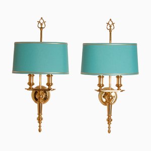 French Empire Style Bouillotte Wall Sconces from Versace, 1980s, Set of 2