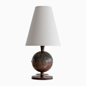 Kugelförmige Art Deco Tischlampe aus Bronze, Schweden, 1930er